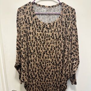 Maurices Long Sleeve Dolman Cheetah Print Top